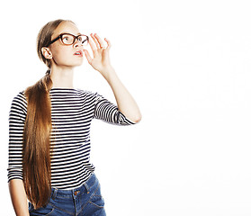 Image showing pretty young business woman in glasses on white isolated