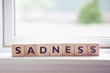 Image showing Sadness word made of wood