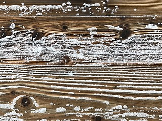 Image showing old wood covered with snow background