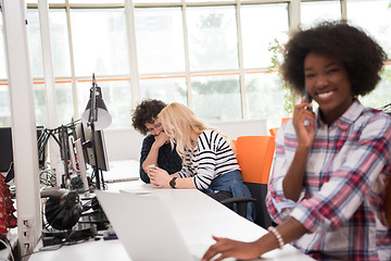 Image showing African American informal business woman working in the office