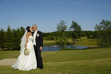 Image showing Wedding couple kissing