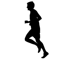 Image showing Silhouettes. Runners on sprint, men. illustration