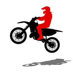 Image showing Silhouettes Rider participates motocross championship. illustration