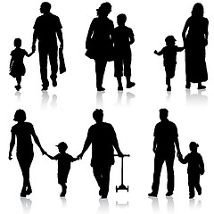 Image showing Black silhouettes Family on white background. illustration