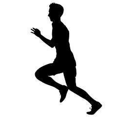 Image showing Silhouettes. Runners on sprint, men. illustration