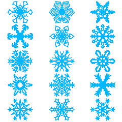 Image showing Set snowflakes icons on white background, illustration