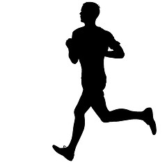 Image showing Silhouettes Runners on sprint, men. illustration