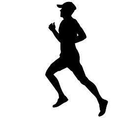 Image showing Silhouettes Runners on sprint, men. illustration