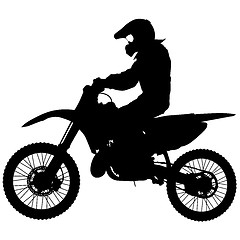Image showing Silhouettes Rider participates motocross championship. illustration