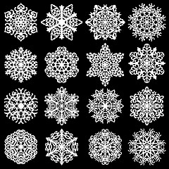 Image showing Set snowflakes icons on white background, illustration