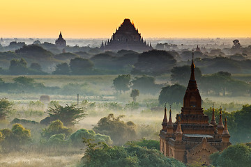 Image showing Bagan temple during golden hour 