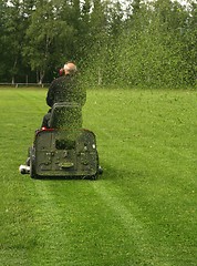 Image showing Mowing soccer field