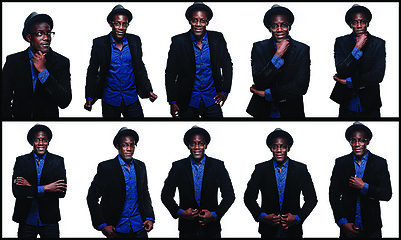 Image showing The collage from images of black man with happy expression