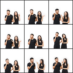 Image showing The Collage from images of Korean couple isolated on white