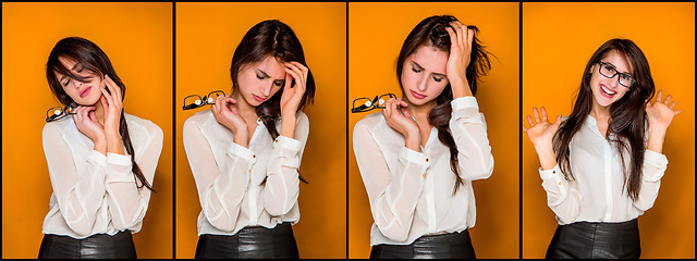 Image showing The young woman\'s portrait with emotions