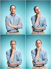 Image showing The young man over blue background