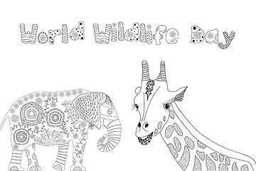 Image showing Black and white illustration for coloring book