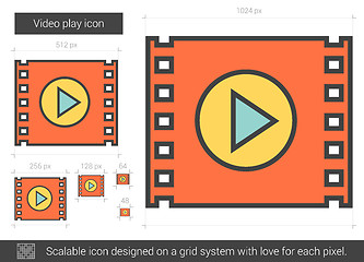 Image showing Video play line icon.