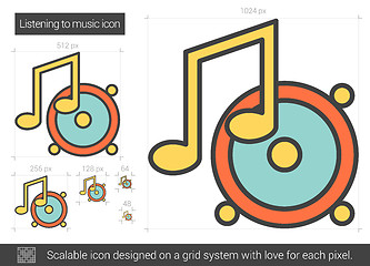 Image showing Listening to music line icon.