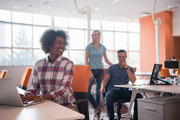 Image showing African American informal business woman working in the office