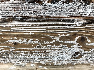 Image showing old wood covered with snow background