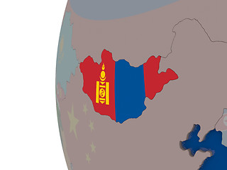 Image showing Mongolia with national flag
