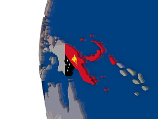 Image showing Papua New Guinea with national flag