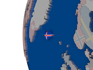 Image showing Iceland with national flag