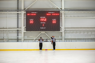 Image showing Moscow, Russia - January, 08, 2017: Amateur hockey league LHL-77. Game between hockey team \