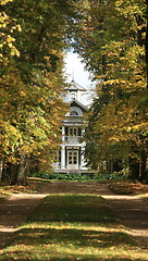 Image showing shaded walkway to the house in the autumn