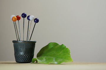 Image showing  Thimble and pins bouquet of flowers