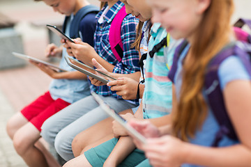 Image showing close up of elementary students with tablet pc