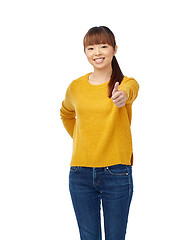 Image showing happy asian woman showing thumbs up