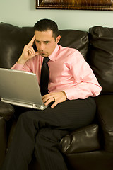 Image showing Businessman Working on the Couch