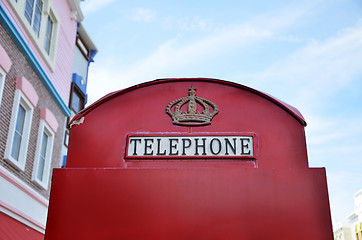 Image showing Iconic red telephone box  