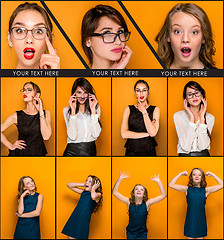 Image showing The young woman\'s portrait with emotions