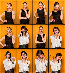 Image showing The young woman\'s portrait with emotions