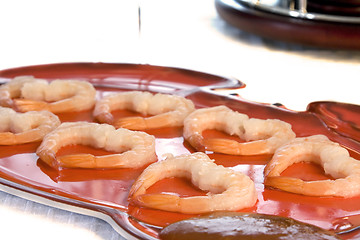 Image showing Shrimps on a Plate forming Hearts
