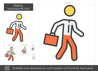 Image showing Walking businessman line icon.