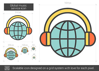 Image showing Global music service line icon.