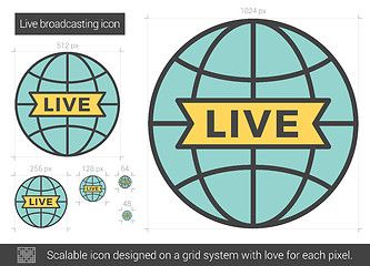 Image showing Live broadcasting line icon.