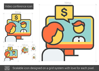 Image showing Video conference line icon.