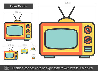 Image showing Retro TV line icon.