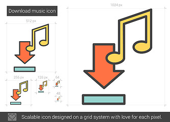 Image showing Download music line icon.