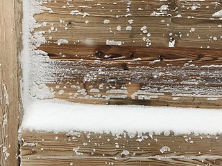 Image showing old wood covered with snow background