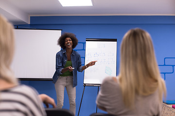 Image showing Black woman Speaker Seminar Corporate Business Meeting Concept