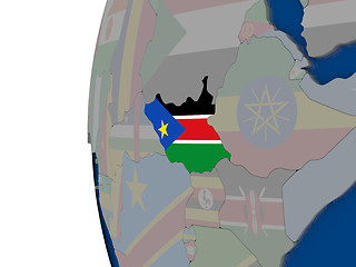 Image showing South Sudan with national flag