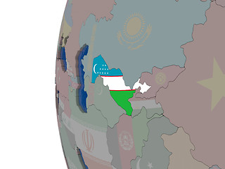 Image showing Uzbekistan with national flag