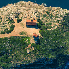 Image showing Aerial View Above Abandoned House