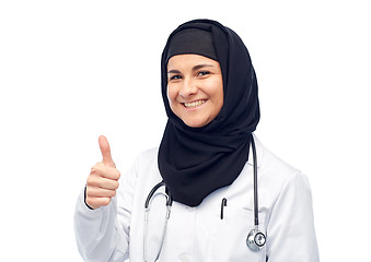 Image showing muslim female doctor in hijab with stethoscope